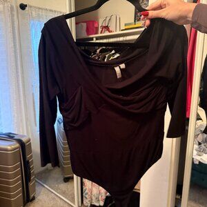 Off the shoulder black bodysuit